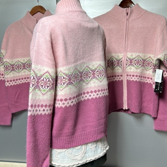 Neckworks cardigan Fair isle knit 50% wool full front zip 40% angora nylon - Picture 4 of 16